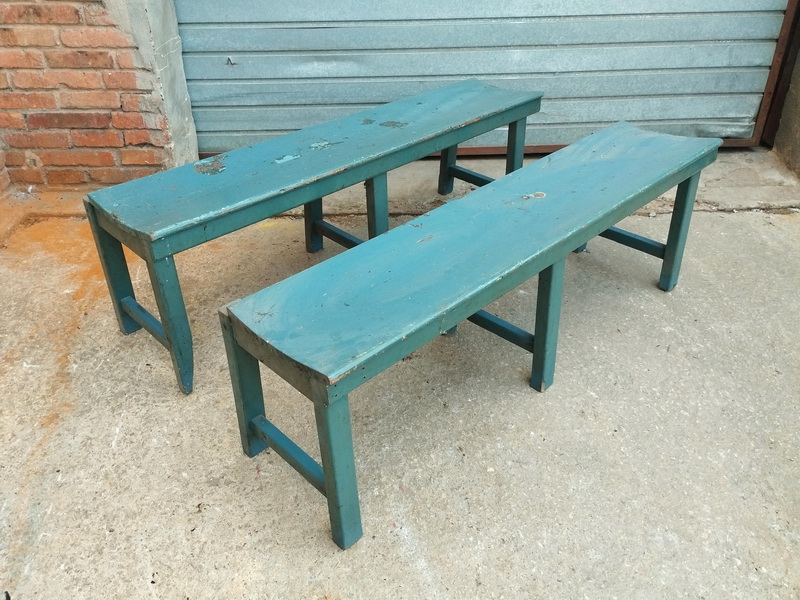 banco industrial madera grisazul 42-44.5x135.5x30-34 2u